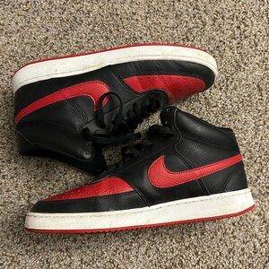 Nike Mens Court Vision Mid Bred Basketball Shoes US Size 9.5 Black/Red